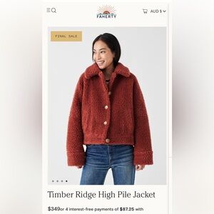 FAHERTY *timber ridge high pile jacket* NEW